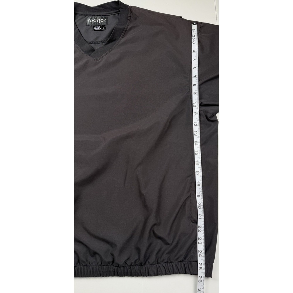 Vintage FJ Footjoy Golf Rain Wind Shirt V Neck Jacket Mens Sz L Black Pockets - Picture 11 of 12